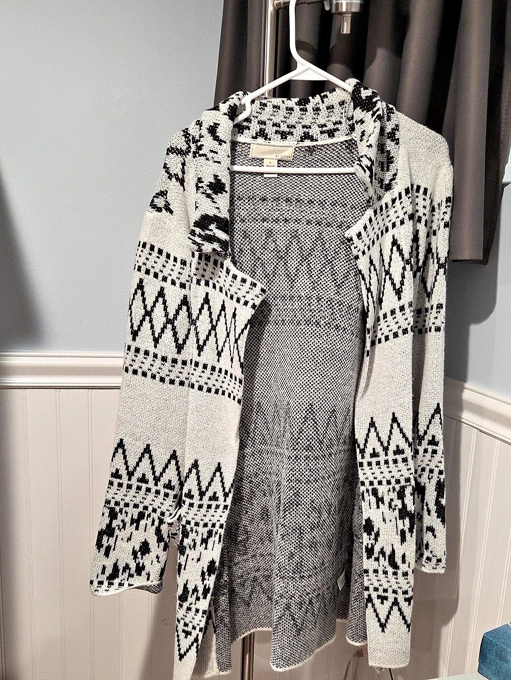 Sanctuary Fair Isle Zip-Up Sweater (Poconos) Black & White